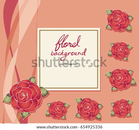 Rose flower vector drawn background