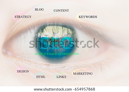 SEO Search Engine Optimization Eye background. the idea of promote traffic to website.