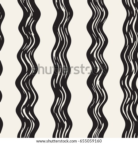 Decorative seamless pattern with hand drawn doodle lines. Hand painted grungy wavy stripes background. Trendy endless freehand texture 