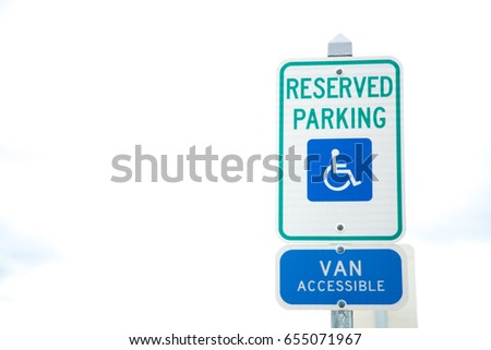 Disabled parking space and wheelchair way sign and van accessible sign in boston.