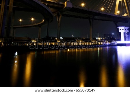 bangkok night city bridge
