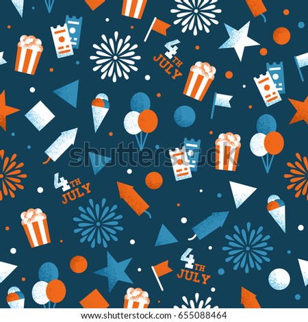 Independence day seamless pattern. 4th of July background. Vector illustration