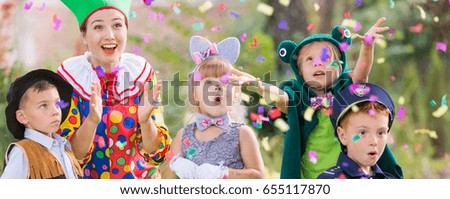 Youth leader celebrating party with children