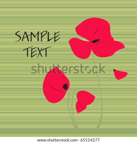 Abstract retro flowers on green background, vector illustration