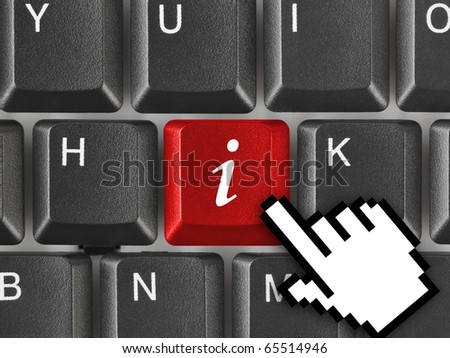 Computer keyboard with information key - internet background