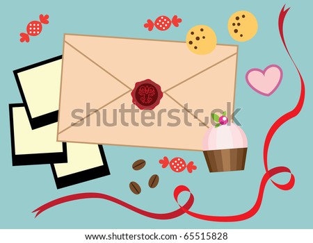 cute vintage objects. vector illustration
