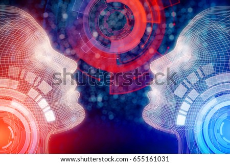 Digital people and pattern. Creative colorful background. 3D Rendering