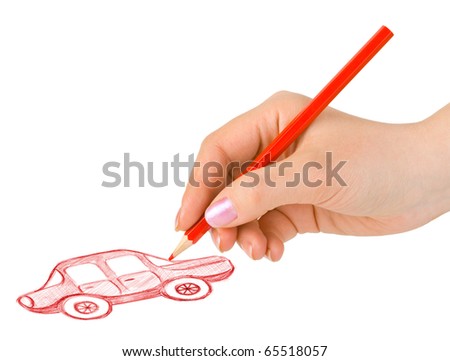 Hand drawing car (my original picture) isolated on white background
