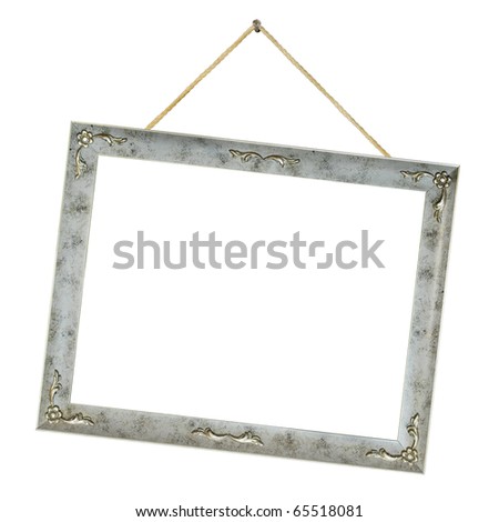 Retro frame on string, isolated on white background
