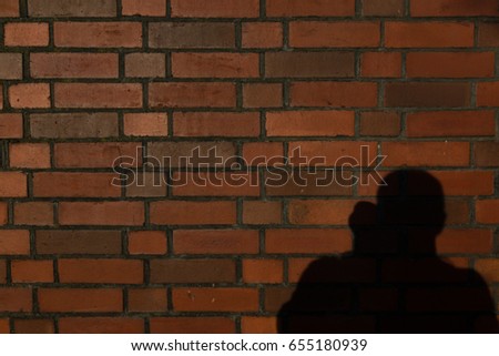 Brick wall with a photographers silhouette. shot june 2017, outdoor, available light, sunset.