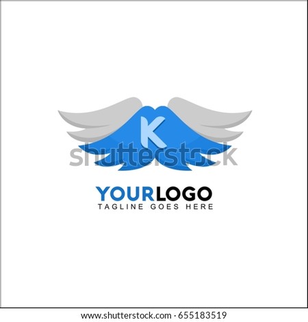 K letter wing flag logo icon design template elements
