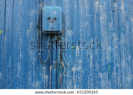 Blue wall. abandoned camp and factory