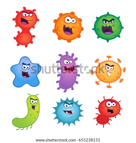 Set of germs and virus vector illustrations. Royalty-Free Stock Photo #655238131