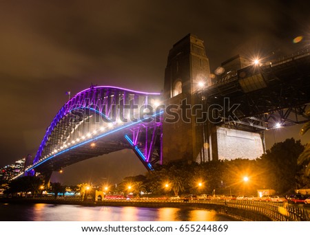Vivid of Sydney harbour bridge, Milsons Point, Australia Royalty-Free Stock Photo #655244869