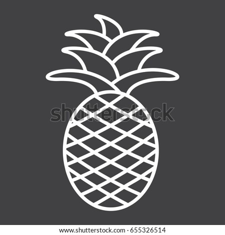 Pineapple line icon, fruit and tropical, vector graphics, a linear pattern on a black background, eps 10.