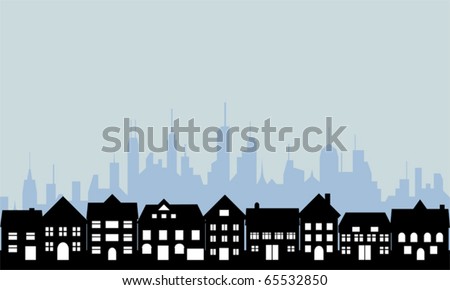 Suburban homes and big city