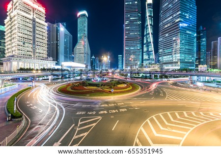 Shanghai Lujiazui and urban road 