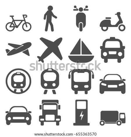 Transportation travels icons set