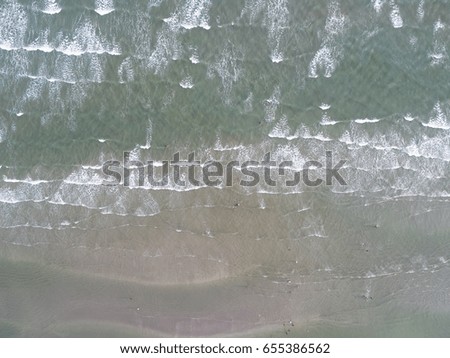 Sea top view sand and wave Thailand