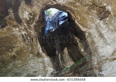 Sangchan waterfall, water drop in a hole