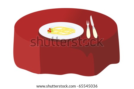 food table - paste on plate, fork and knife