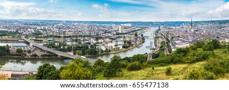 Panoramic aerial view of Rouen in a beautiful summer day, France