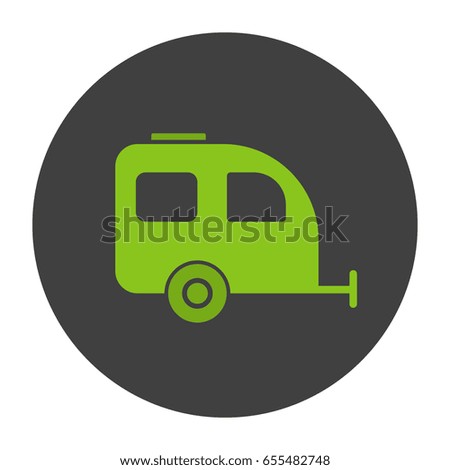 Camping trailer glyph color icon. Silhouette symbol on black background. Negative space. Vector illustration