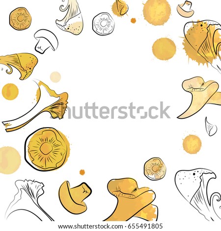 vector background orange mushrooms