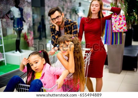 Family tired with shopping