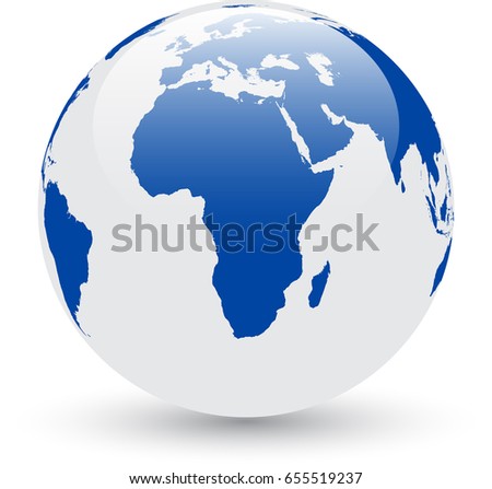 Blue abstract Africa on white globe. Vector  illustration. 