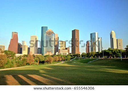 Houston Downtown Skyline at Sunset