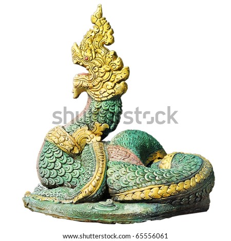 Naga Is sacred. Decorative garden and fish pond. It put on a pedestal and fountain accessories.