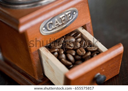 Coffee beans coffee grinder