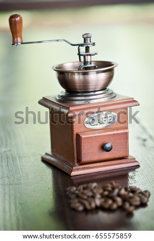 Coffee beans coffee grinder