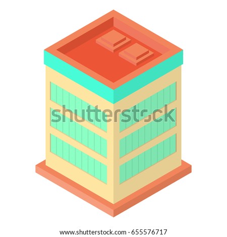 Isometric office building, low poly business real estate