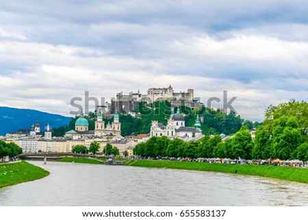 View of the festung Hohensalzburg fortress in the central Salzburg, Austria.
