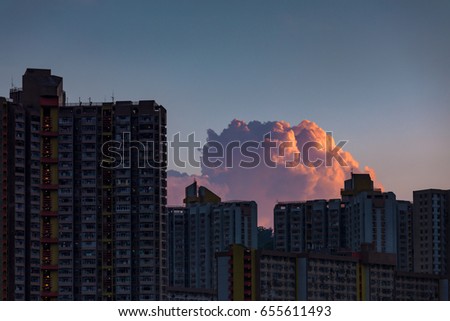 Building and clouds
