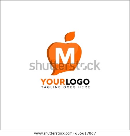 M letter apple logo design. Social talk vector illustration.