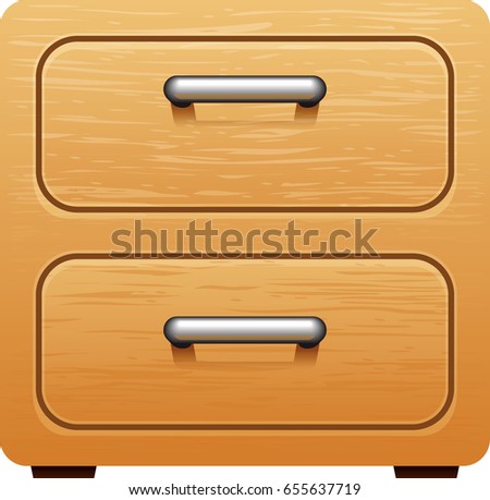 Wood cabinet with drawers icon