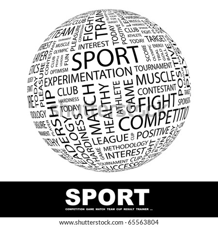 SPORT. Globe with different association terms.