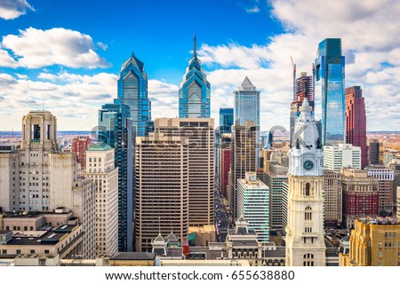Philadelphia, Pennsylvania, USA downtown city skyline. Royalty-Free Stock Photo #655638880