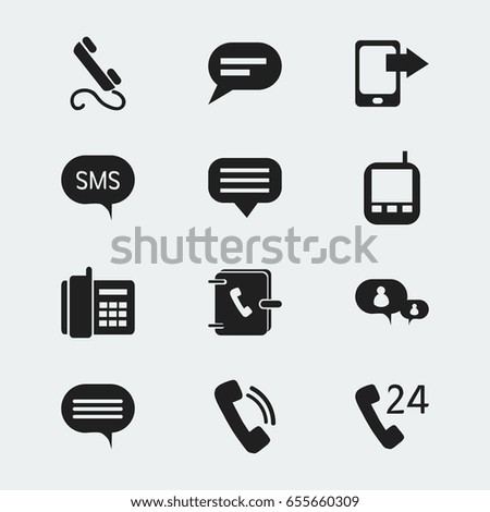 Set Of 12 Editable Gadget Icons. Includes Symbols Such As Address Notebook, Chat, Forum And More. Can Be Used For Web, Mobile, UI And Infographic Design.
