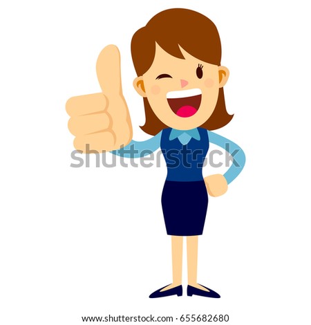 Business woman standing and giving big thumbs up while smiling Royalty-Free Stock Photo #655682680