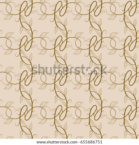 Twig an leaf beige seamless pattern. Fashion graphic background design. Modern stylish abstract texture. Colorful template for prints, textiles, wrapping, wallpaper. Design element Vector illustration
