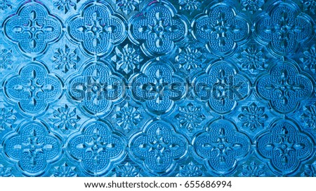 Dark blue and light blue pattern of luxury soft glass texture in Thai traditional style for background