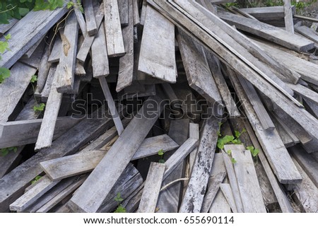 picture of chips and other debris from a broken tree trunk. Small depth of field Chipped fire woods.