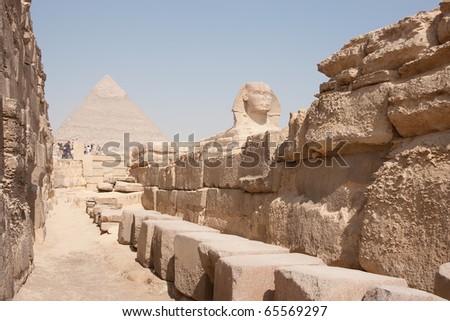 Egypt. image of a sphinx on the background of the Pyramids of Giza
