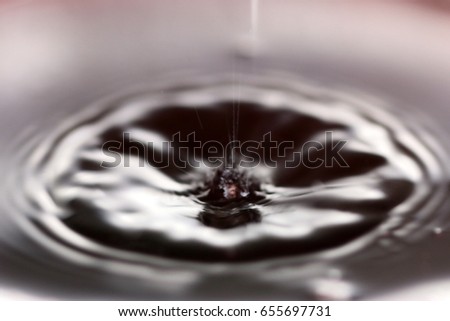 A drop of water on the surface of a liquid