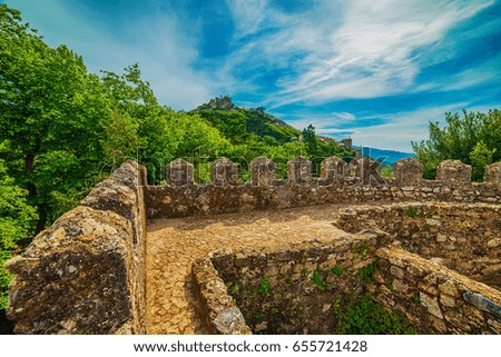 Sintra, Portugal: the Castle of the Moors, Castelo dos Mouros, located next to Lisbon

