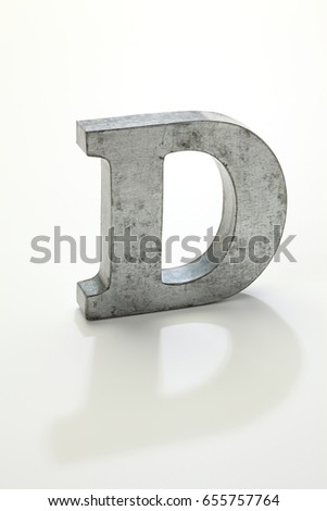 iron letter D isolated on white